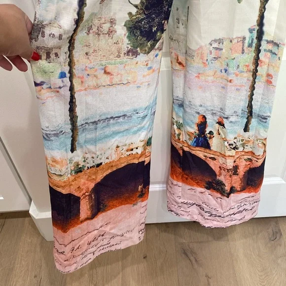 House of Maguie Tropical Mode Palm Print Utility Pockets Flared TrousersJumpsuit - Picture 10 of 17